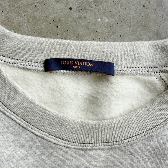Louis Vuitton Cream Crewneck Sweatshirt with Small Chest Logo - Picture 3 of 8